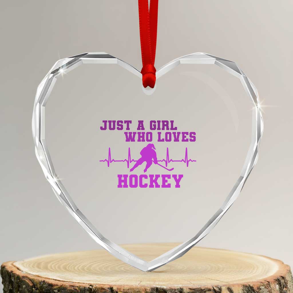 Funny Just A Girl Who Loves Hockey Heart Crystal Glass Ornament Gift For Women - Wonder Print Shop