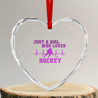 Funny Just A Girl Who Loves Hockey Heart Crystal Glass Ornament Gift For Women - Wonder Print Shop
