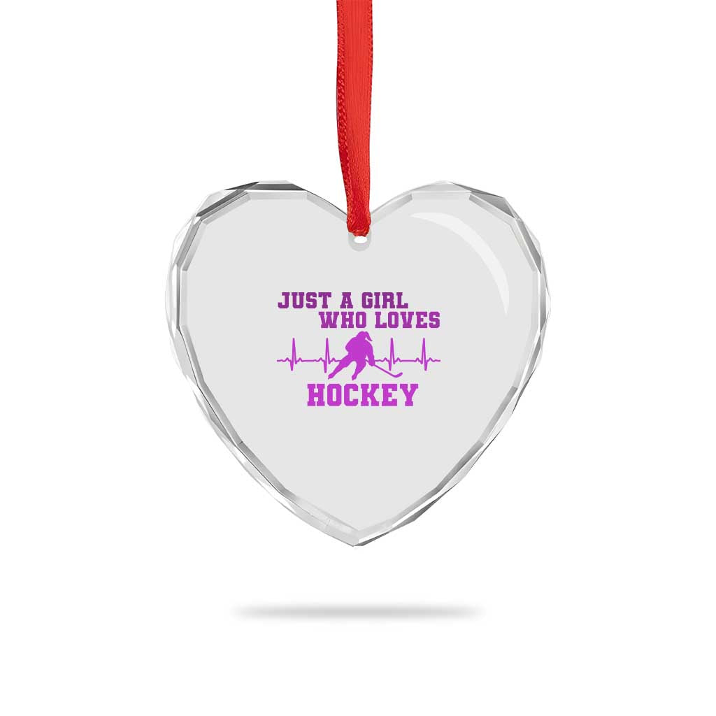 Funny Just A Girl Who Loves Hockey Heart Crystal Glass Ornament Gift For Women - Wonder Print Shop