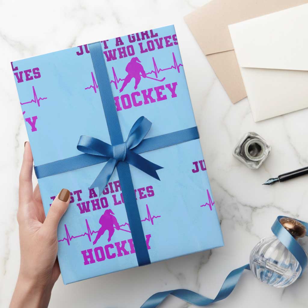 Funny Just A Girl Who Loves Hockey Wrapping Paper Roll Gift For Women - Wonder Print Shop