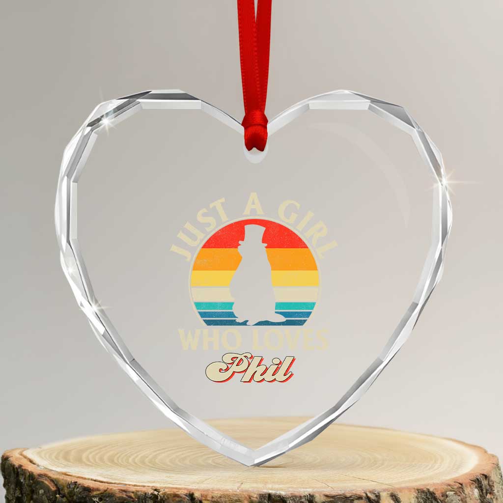 Funny Just A Girl Who Loves Phil Groundhog Heart Crystal Glass Ornament Punxsy Woodchuck Day Lover - Wonder Print Shop
