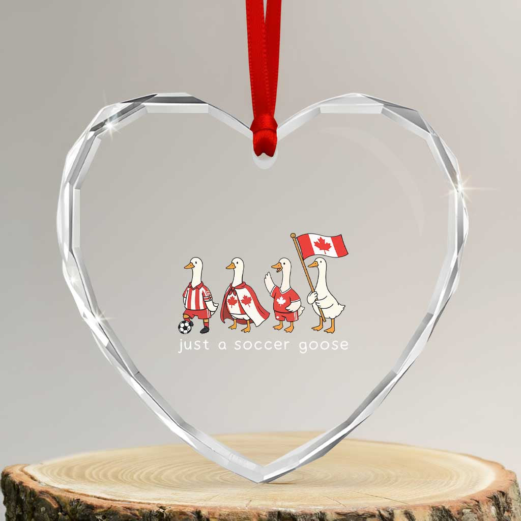 Funny Just A Soccer Goose Heart Crystal Glass Ornament Canada Soccer Lover
