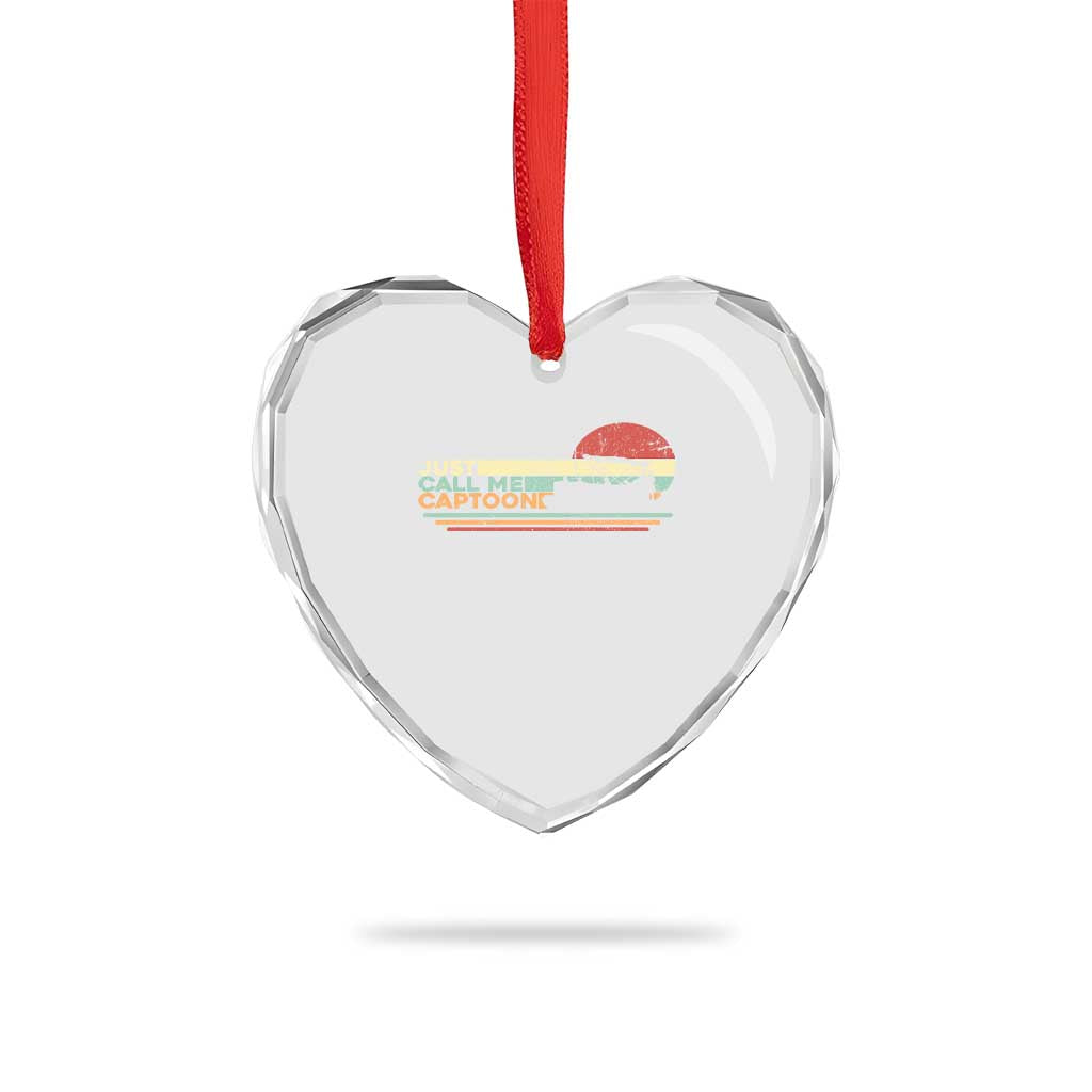 Funny Just Call Me Captoon Heart Crystal Glass Ornament Pontoon Boat Captain - Wonder Print Shop