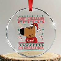Funny Just Chilling On Christmas Meme Chillin Guy Crystal Glass Ornament TS09