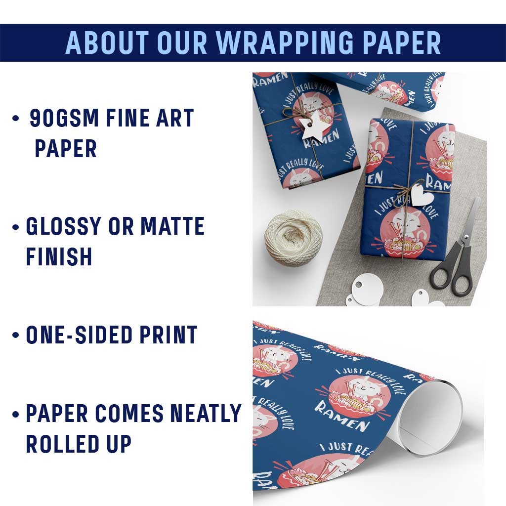 Funny Kawaii Cat Ramen Japanese Wrapping Paper Roll I Just Really Love Ramen Otaku Manga Cute Graphic