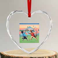 Funny Kendo Cat Heart Crystal Glass Ornament Samurai Martial Arts - Wonder Print Shop