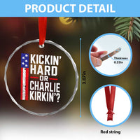 Funny Kickin Hard Or Kirkin US Political Crystal Glass Ornament Vintage American Flag