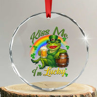 Funny Kiss Me I Am Lucky Crystal Glass Ornament St Patricks Day Frog