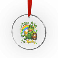 Funny Kiss Me I Am Lucky Crystal Glass Ornament St Patricks Day Frog
