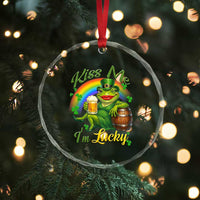 Funny Kiss Me I Am Lucky Crystal Glass Ornament St Patricks Day Frog