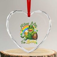 Funny Kiss Me I Am Lucky Heart Crystal Glass Ornament St Patricks Day Frog