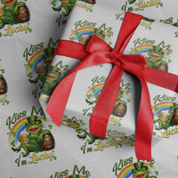 Funny Kiss Me I Am Lucky Wrapping Paper Roll St Patricks Day Frog