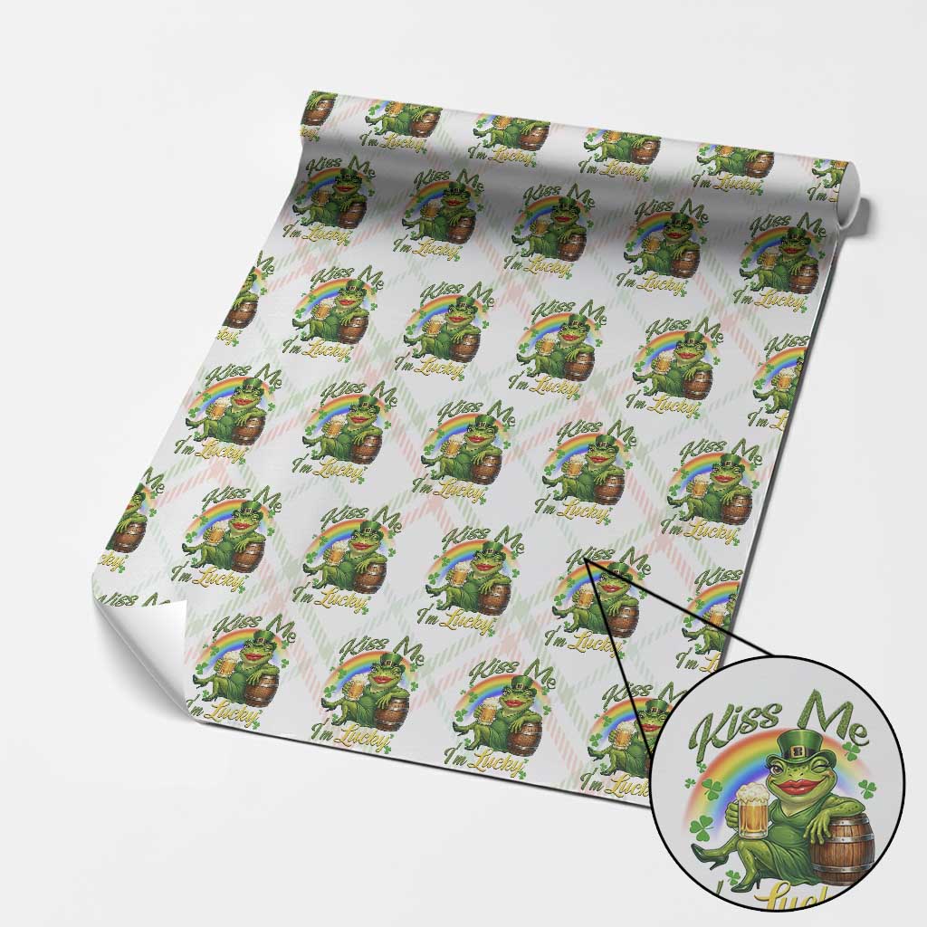 Funny Kiss Me I Am Lucky Wrapping Paper Roll St Patricks Day Frog