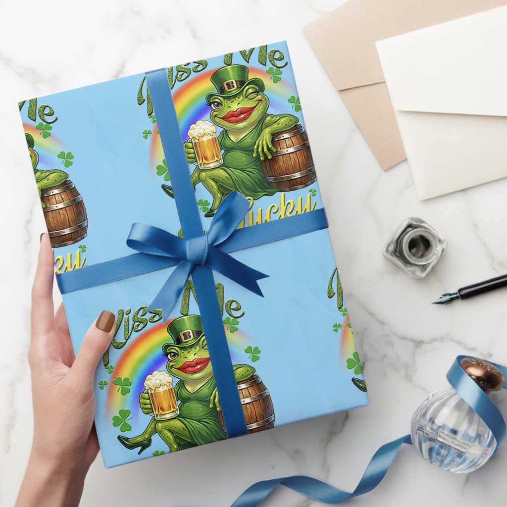 Funny Kiss Me I Am Lucky Wrapping Paper Roll St Patricks Day Frog