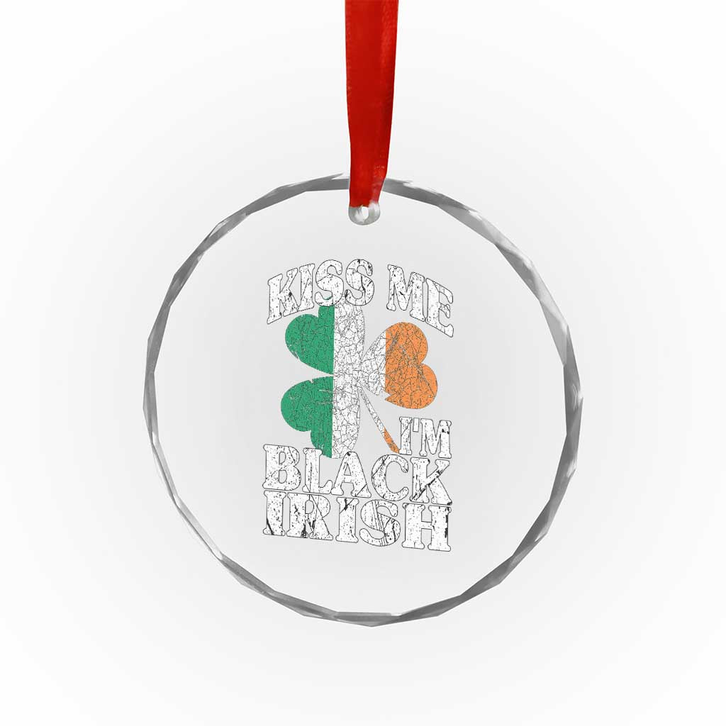Funny Kiss Me I'm Black Irish Crystal Glass Ornament St Patrick's Day Vintage Shamrock