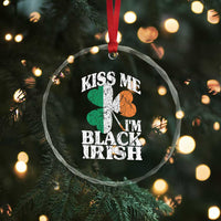 Funny Kiss Me I'm Black Irish Crystal Glass Ornament St Patrick's Day Vintage Shamrock