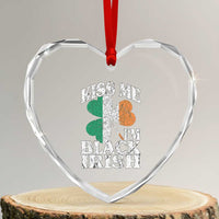 Funny Kiss Me I'm Black Irish Heart Crystal Glass Ornament St Patrick's Day Vintage Shamrock