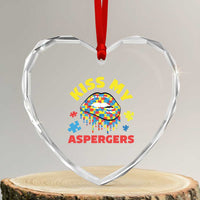 Funny Kiss My Aspergers Heart Crystal Glass Ornament Asperger Syndrome Autism Awareness Puzzle Lips