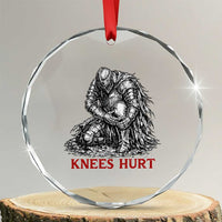 Funny Knees Hurt Medieval Knight Crystal Glass Ornament Dark Fantasy Sword Warrior Humor