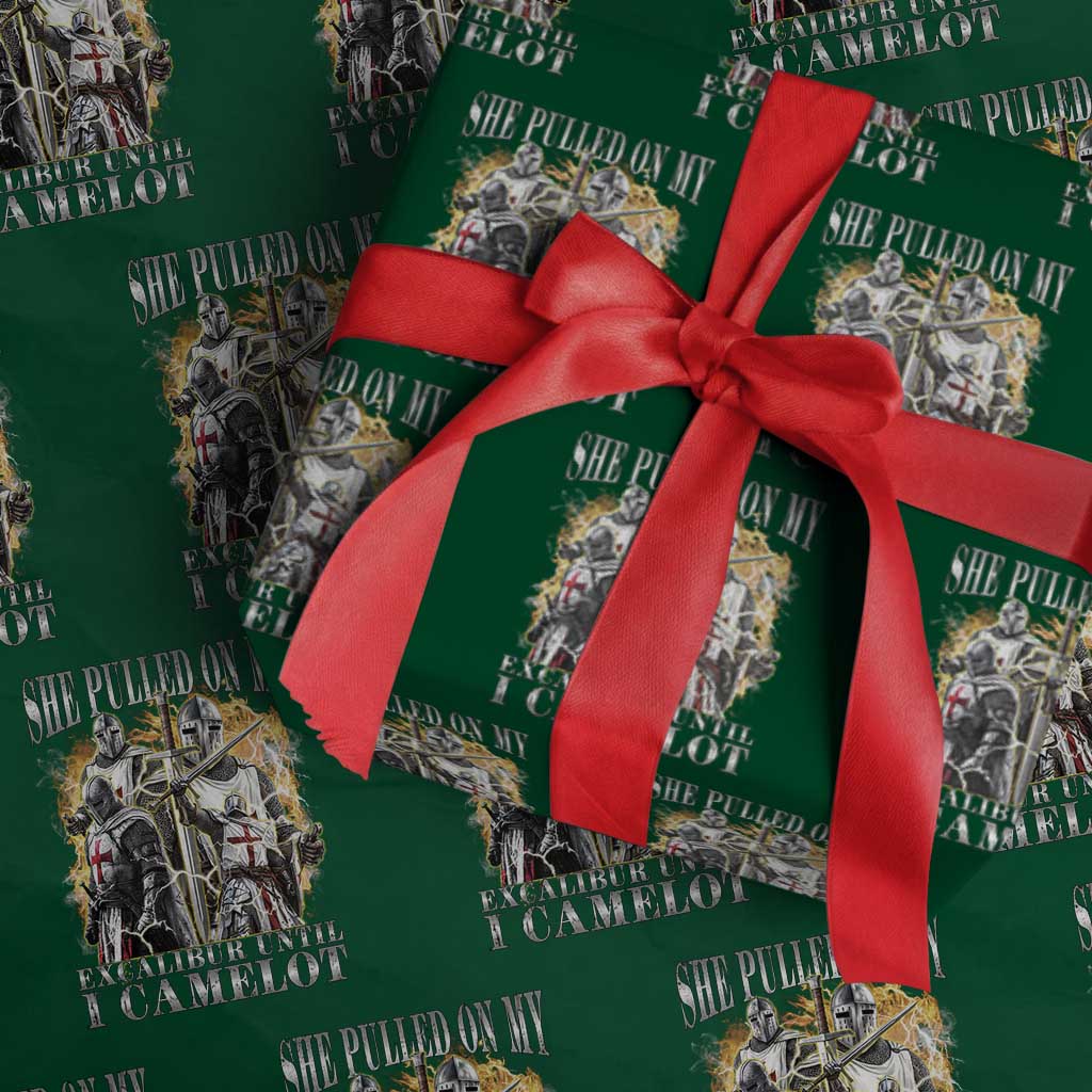 Funny Knight Meme Wrapping Paper Roll She Pulled On My Excalibur Offensive Medieval Warrior Bootleg - Wonder Print Shop