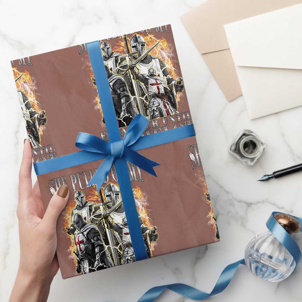 Funny Knight Meme Wrapping Paper Roll She Pulled On My Excalibur Offensive Medieval Warrior Bootleg - Wonder Print Shop