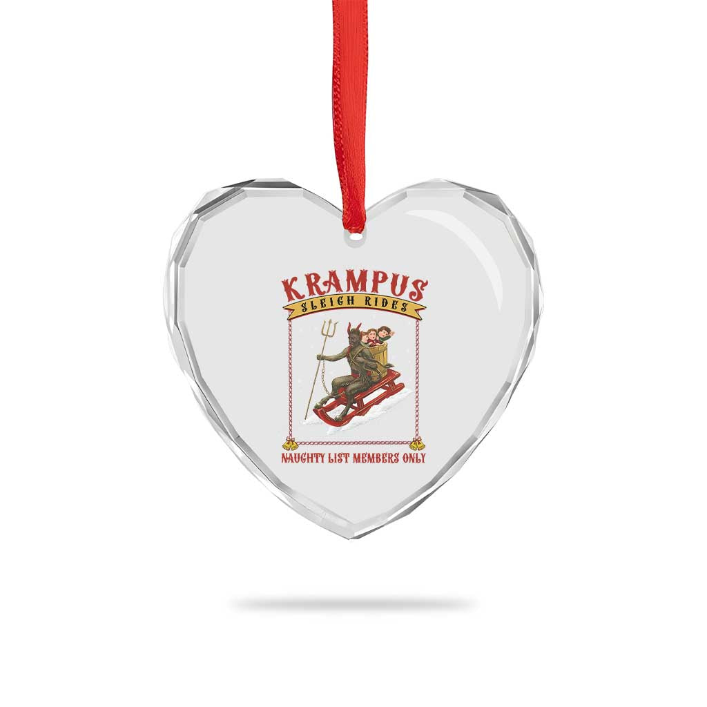 Funny Krampus Sleigh Rides Heart Crystal Glass Ornament Naughty List Members Only - Wonder Print Shop