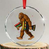 Funny Kwanzaa Bigfoot Lover Crystal Glass Ornament African American Holiday Gift - Wonder Print Shop