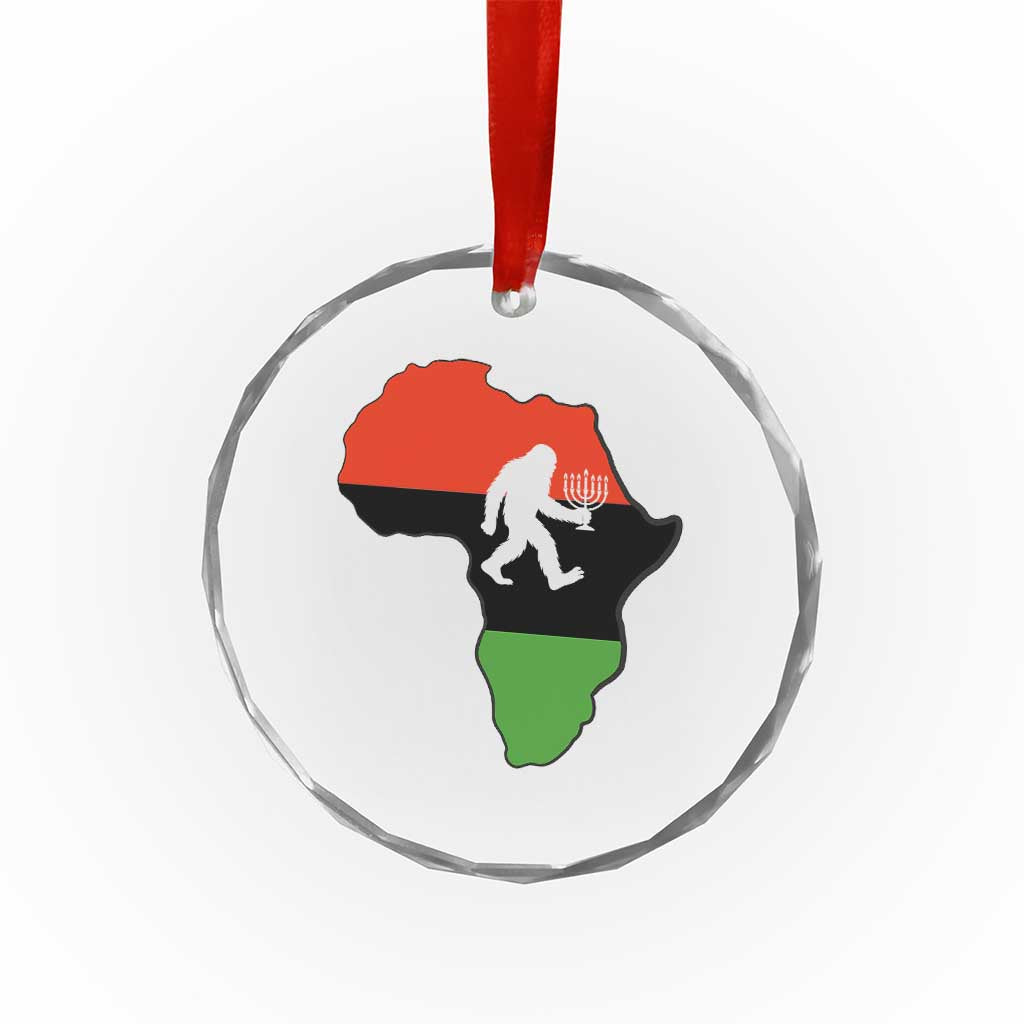 Funny Kwanzaa Bigfoot Lover Crystal Glass Ornament Festival Of Lights African Heritage Gift - Wonder Print Shop