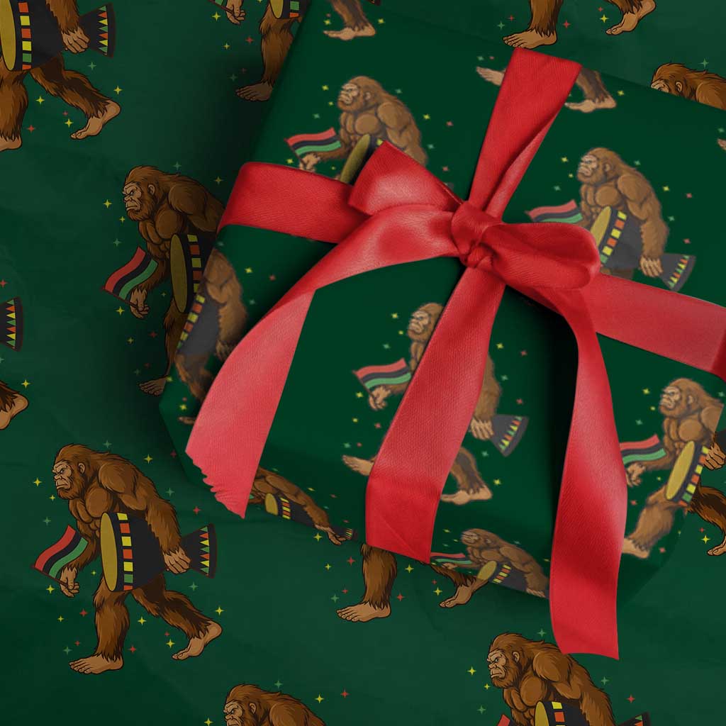 Funny Kwanzaa Bigfoot Lover Wrapping Paper Roll African American Holiday Gift - Wonder Print Shop