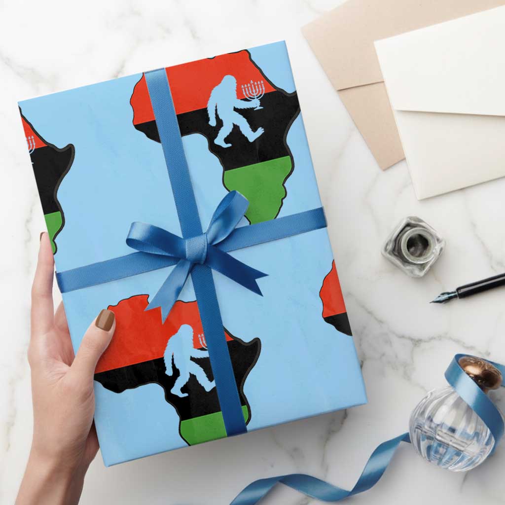 Funny Kwanzaa Bigfoot Lover Wrapping Paper Roll Festival Of Lights African Heritage Gift - Wonder Print Shop