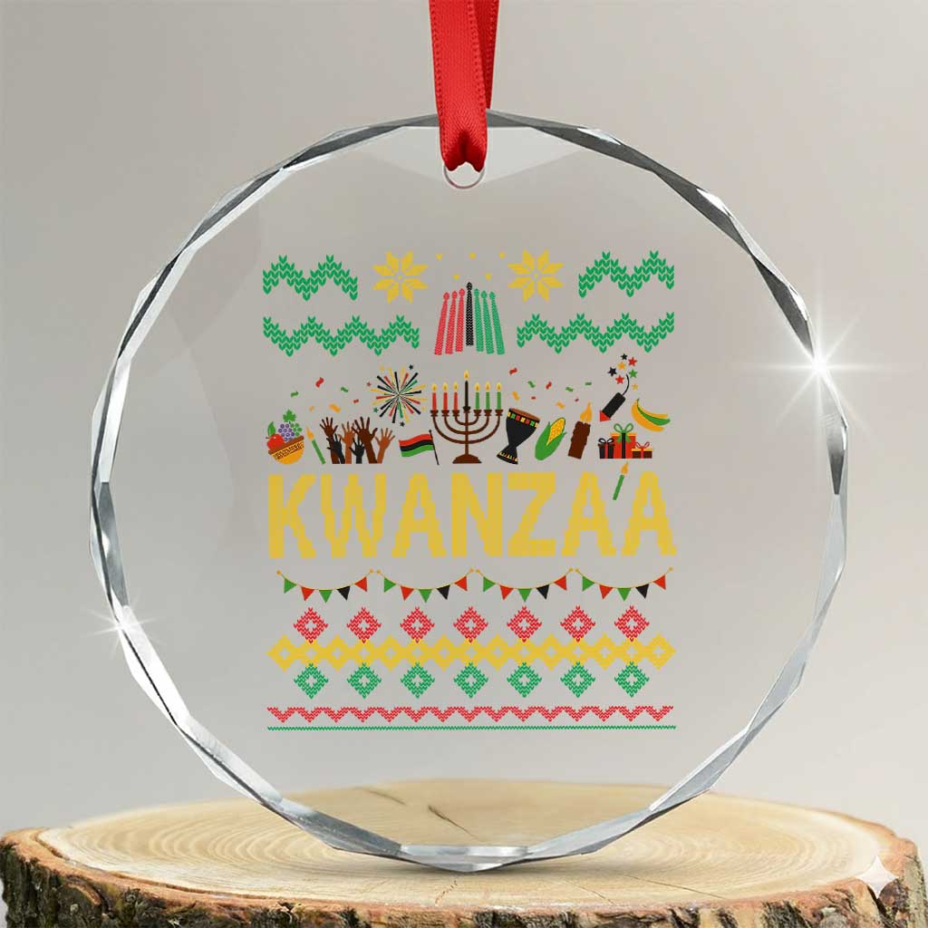 Funny Kwanzaa Celebration Ugly Sweater Crystal Glass Ornament African Heritage Holiday Gift - Wonder Print Shop