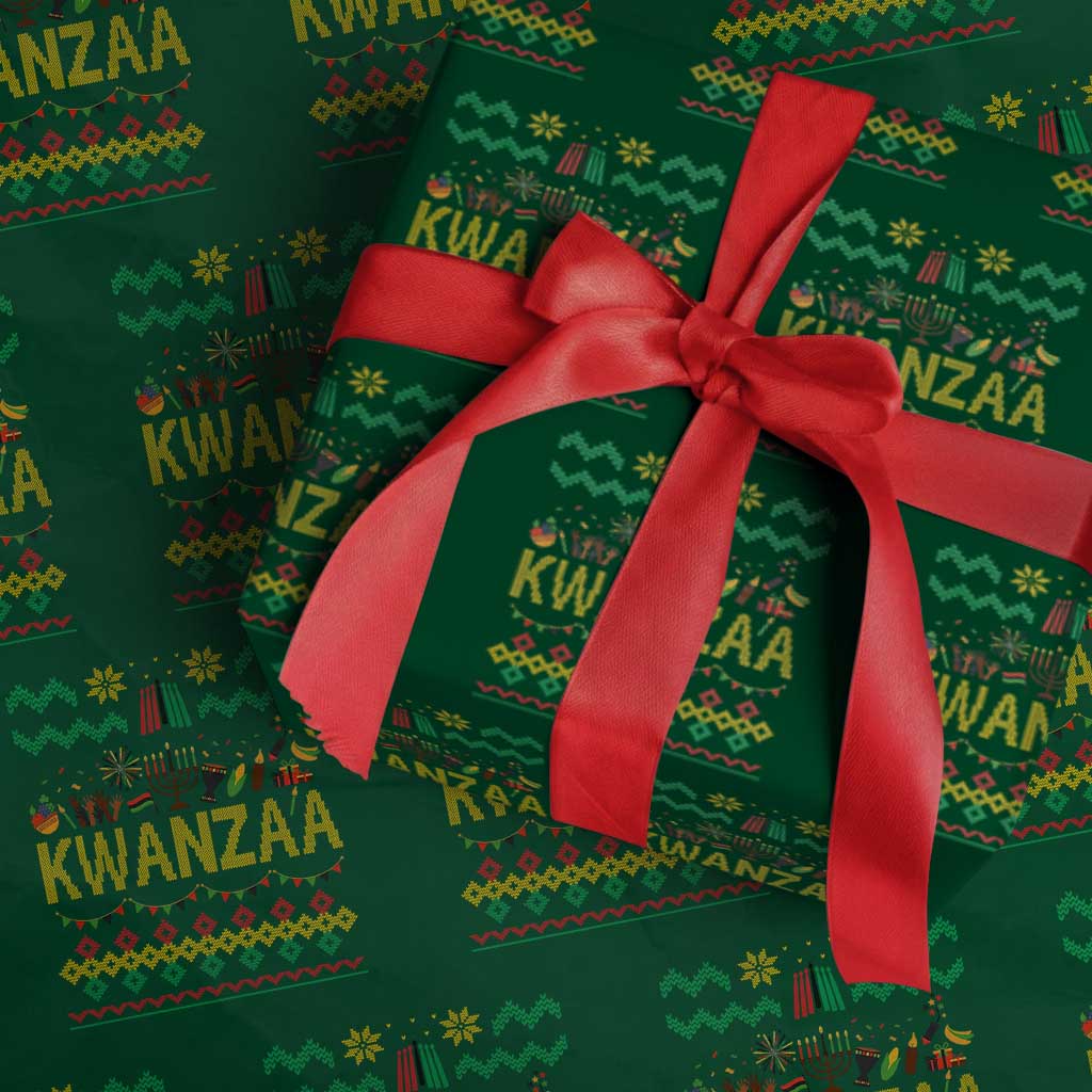 Funny Kwanzaa Celebration Ugly Sweater Wrapping Paper Roll African Heritage Holiday Gift - Wonder Print Shop