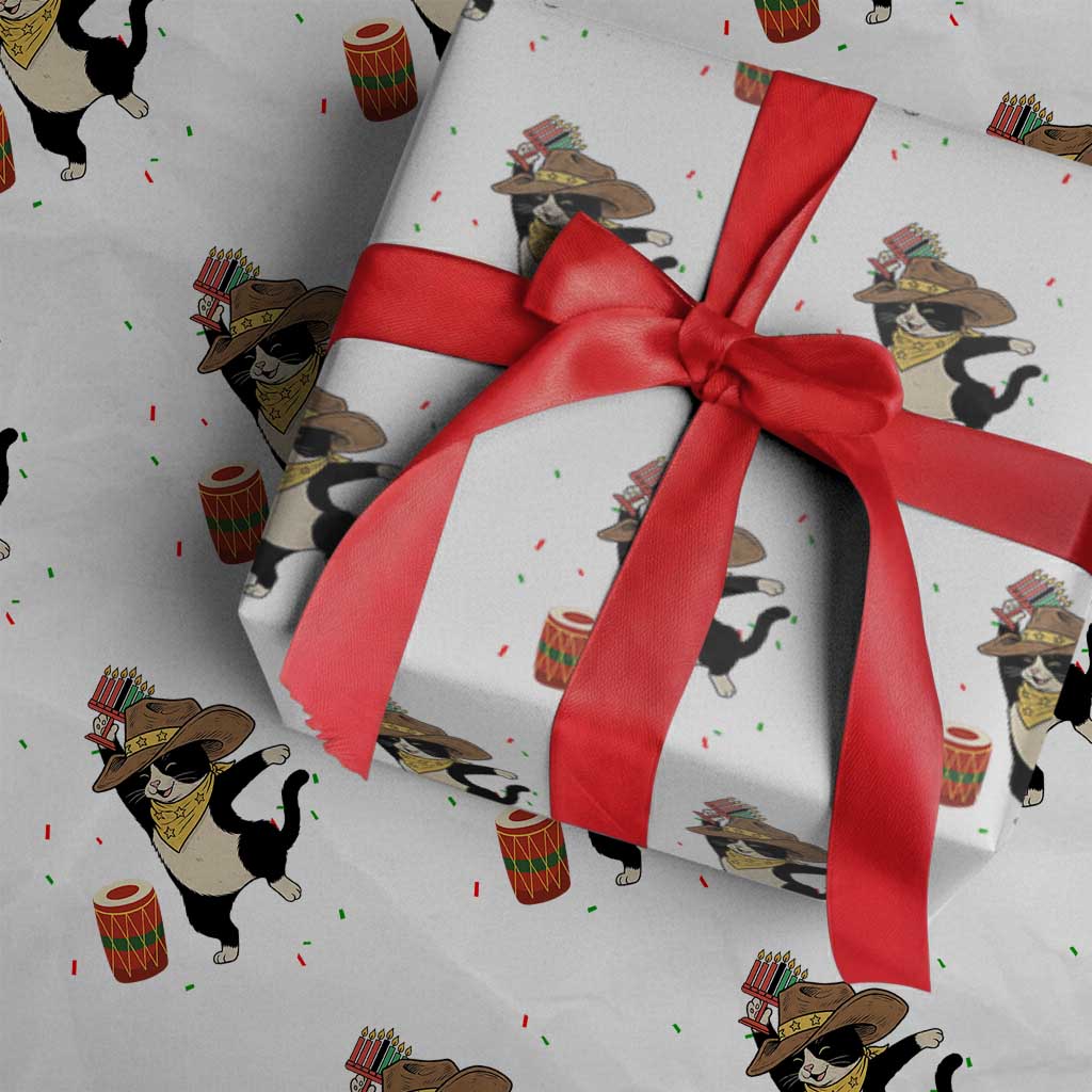 Funny Kwanzaa Cowcat Dance Wrapping Paper Roll Festival Of Lights African Heritage Gift - Wonder Print Shop