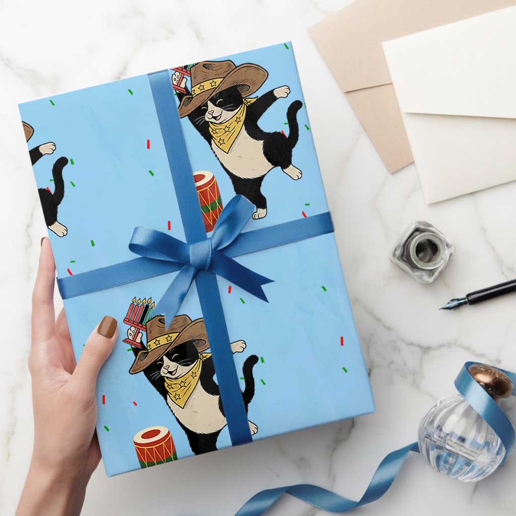 Funny Kwanzaa Cowcat Dance Wrapping Paper Roll Festival Of Lights African Heritage Gift - Wonder Print Shop