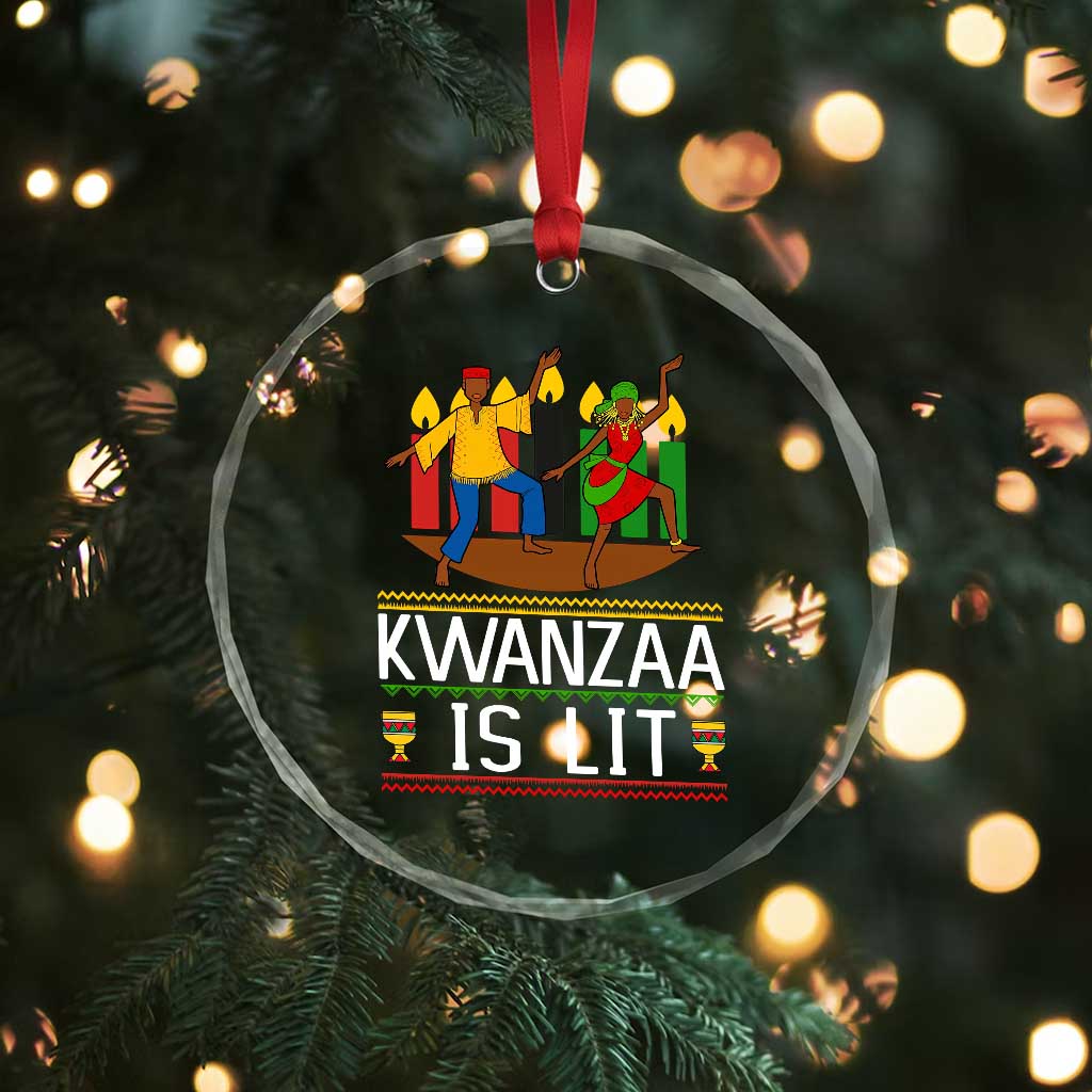 Funny Kwanzaa Is Lit Crystal Glass Ornament Festival Of Lights African Heritage Gift - Wonder Print Shop