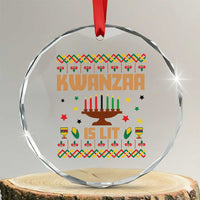 Funny Kwanzaa Is Lit Crystal Glass Ornament Ugly Sweater African Heritage Holiday Gift - Wonder Print Shop