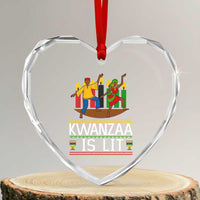 Funny Kwanzaa Is Lit Heart Crystal Glass Ornament Festival Of Lights African Heritage Gift - Wonder Print Shop
