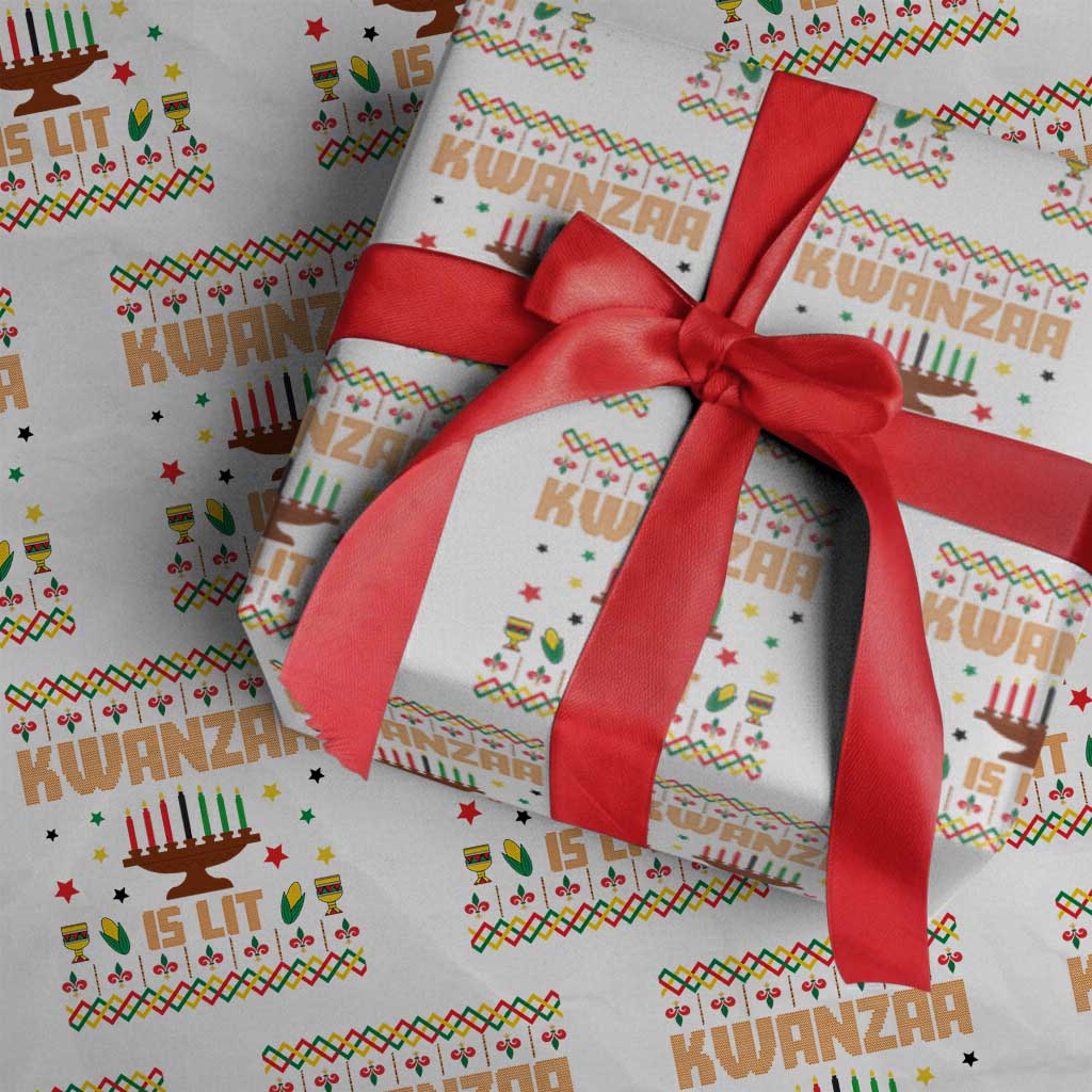Funny Kwanzaa Is Lit Wrapping Paper Roll Ugly Sweater African Heritage Holiday Gift - Wonder Print Shop