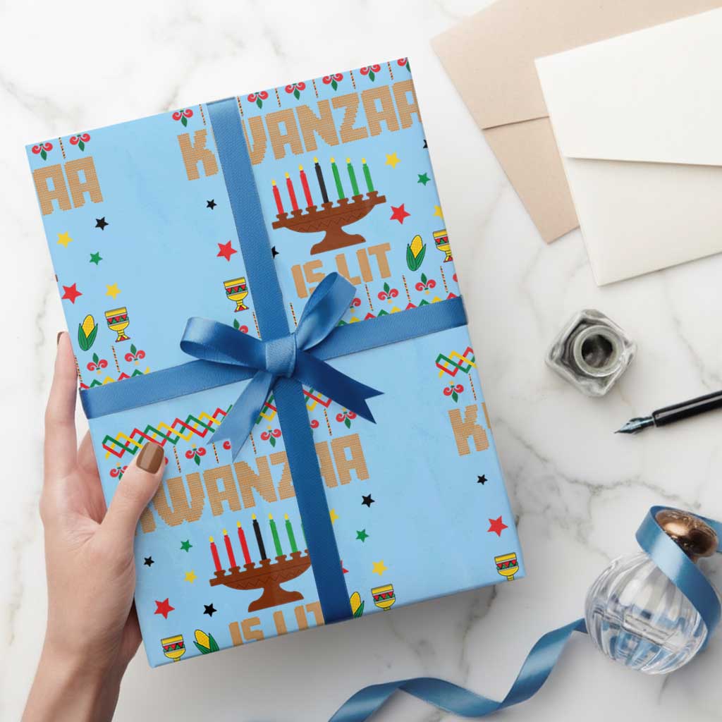 Funny Kwanzaa Is Lit Wrapping Paper Roll Ugly Sweater African Heritage Holiday Gift - Wonder Print Shop