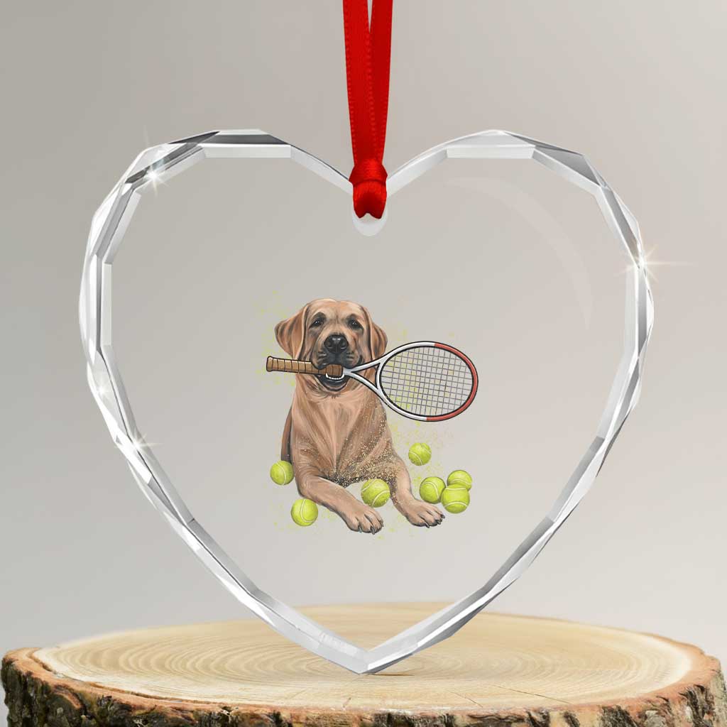 Funny Labrador Dog Playing Tennis Ball Heart Crystal Glass Ornament Pet Lover Gift - Wonder Print Shop