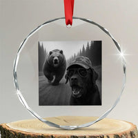 Funny Labrador Selfie With Bear Crystal Glass Ornament Dog Lover Gift - Wonder Print Shop