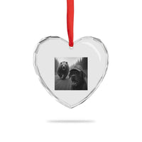 Funny Labrador Selfie With Bear Heart Crystal Glass Ornament Dog Lover Gift - Wonder Print Shop