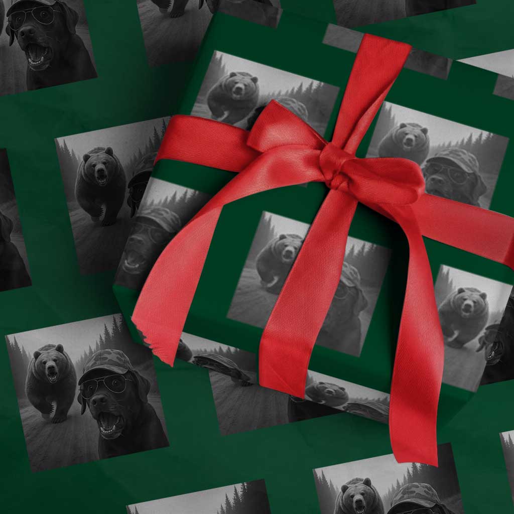Funny Labrador Selfie With Bear Wrapping Paper Roll Dog Lover Gift - Wonder Print Shop