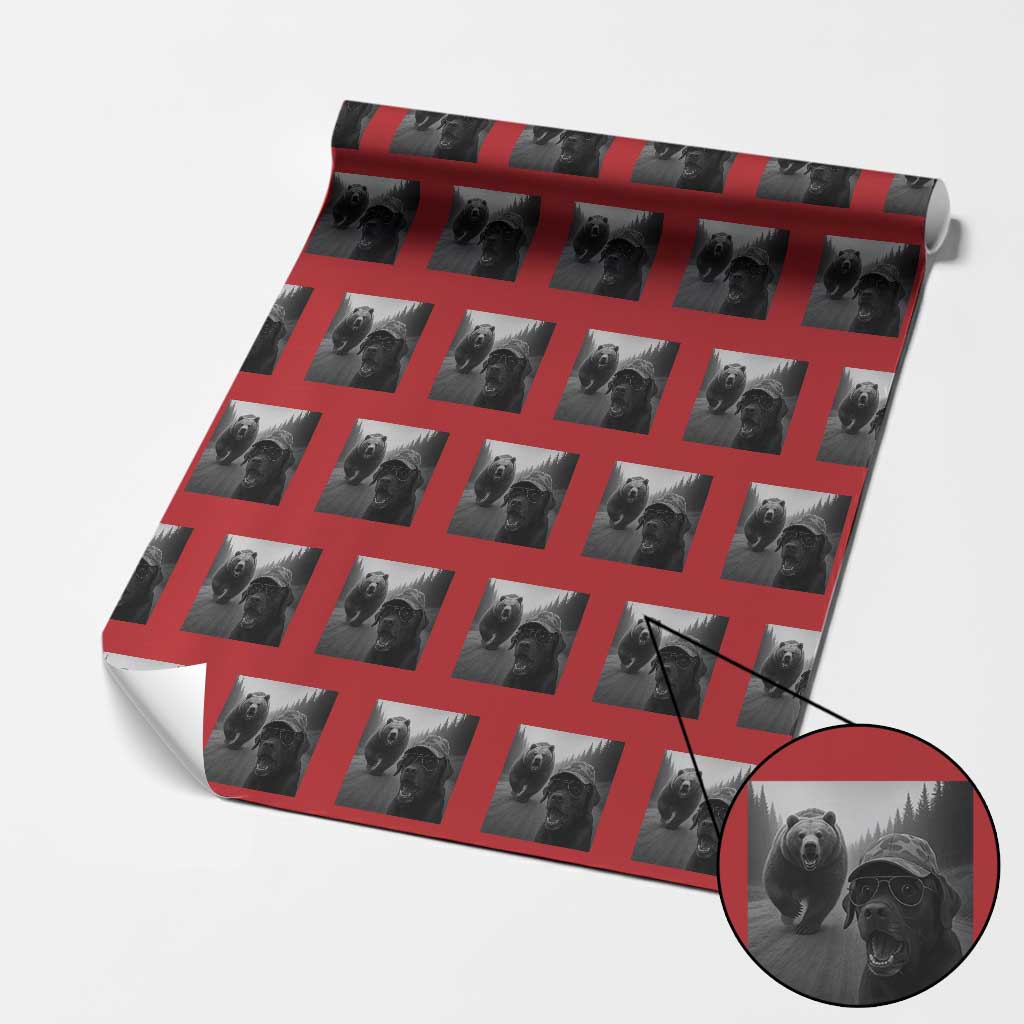Funny Labrador Selfie With Bear Wrapping Paper Roll Dog Lover Gift - Wonder Print Shop