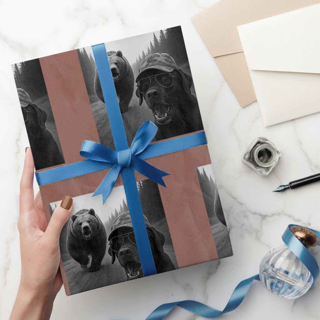 Funny Labrador Selfie With Bear Wrapping Paper Roll Dog Lover Gift - Wonder Print Shop
