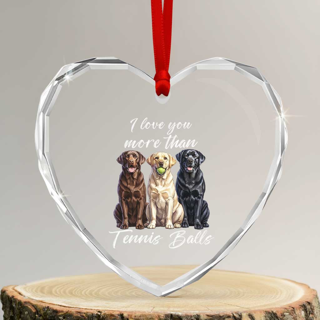 Funny Labrador Tennis Lover Heart Crystal Glass Ornament I Love You More Than Tennis Ball - Wonder Print Shop