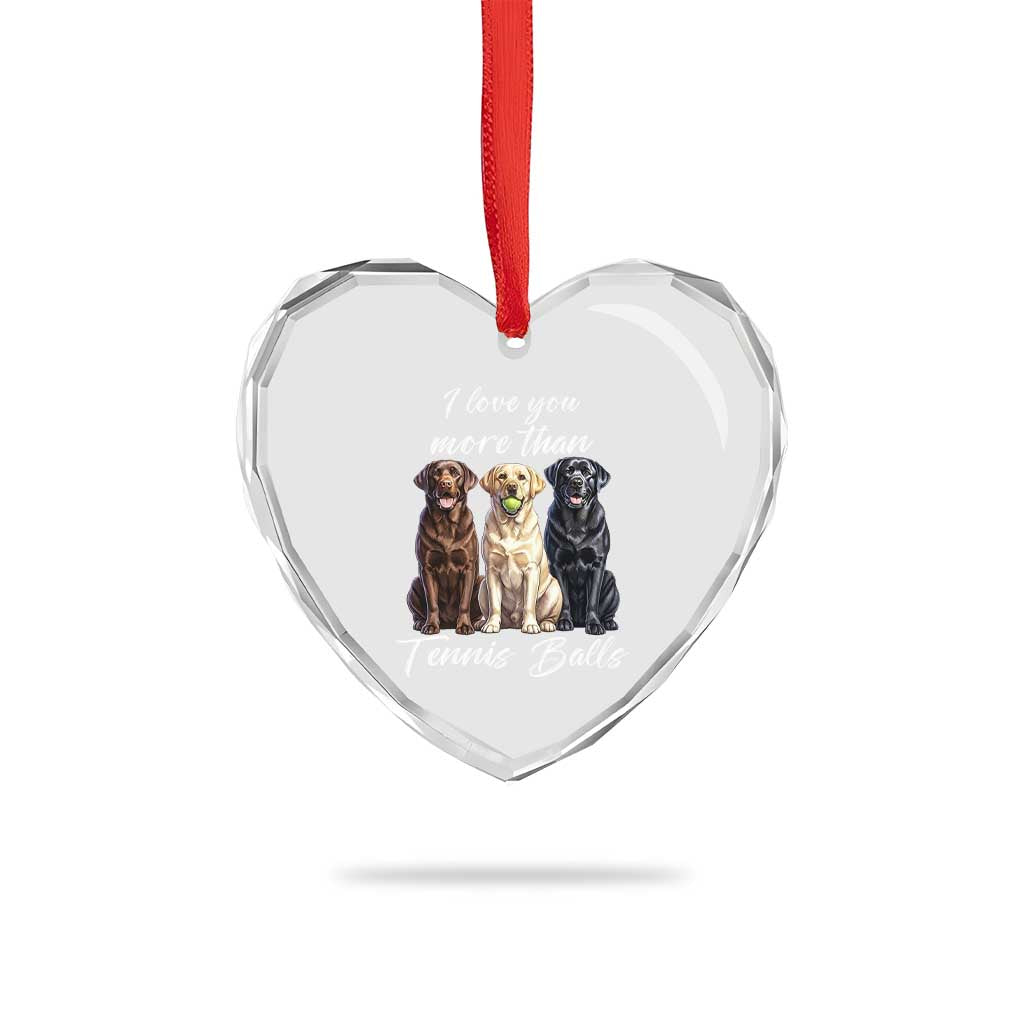 Funny Labrador Tennis Lover Heart Crystal Glass Ornament I Love You More Than Tennis Ball - Wonder Print Shop