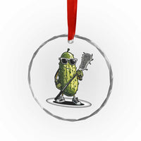 Funny Lacrosse Crystal Glass Ornament Pickle Playing Lax Lover Player - Wonder Print Shop