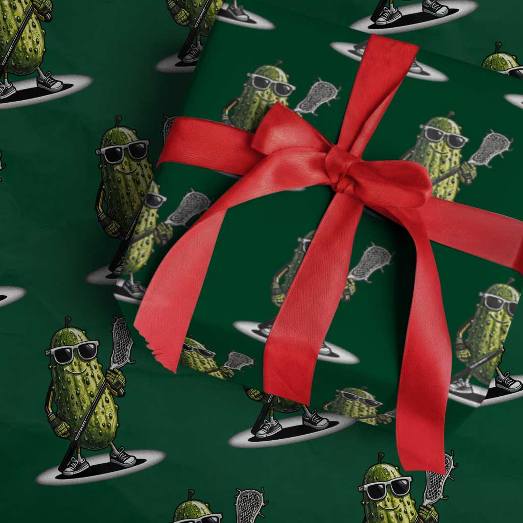 Funny Lacrosse Wrapping Paper Roll Pickle Playing Lax Lover Player - Wonder Print Shop