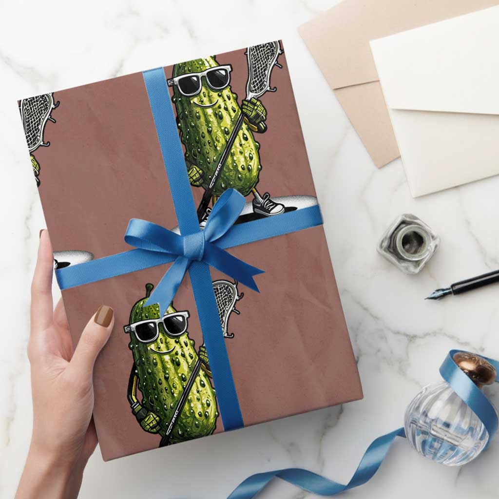 Funny Lacrosse Wrapping Paper Roll Pickle Playing Lax Lover Player - Wonder Print Shop